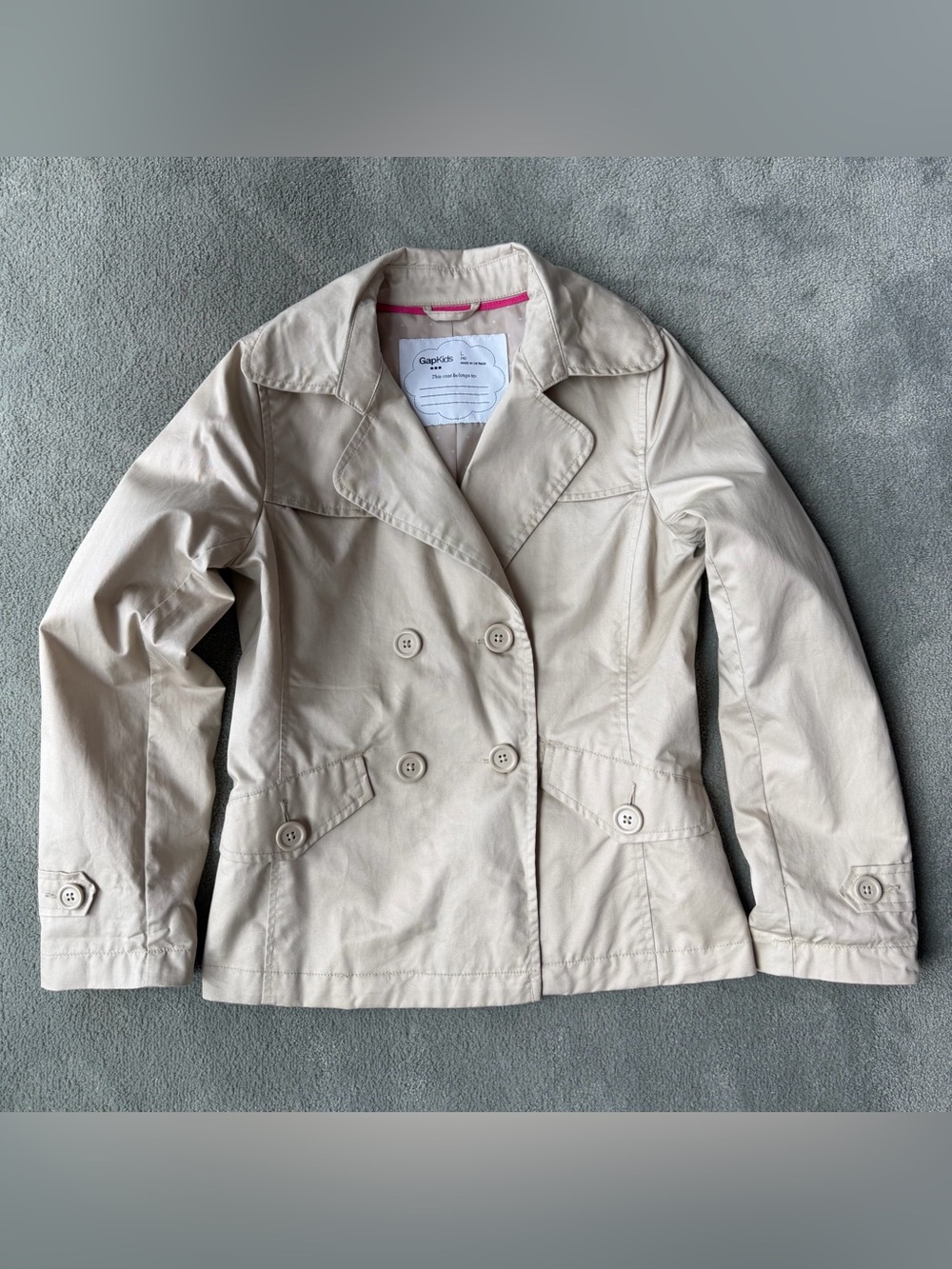 GAP Kids Double Breasted Trench Jacket In Beige